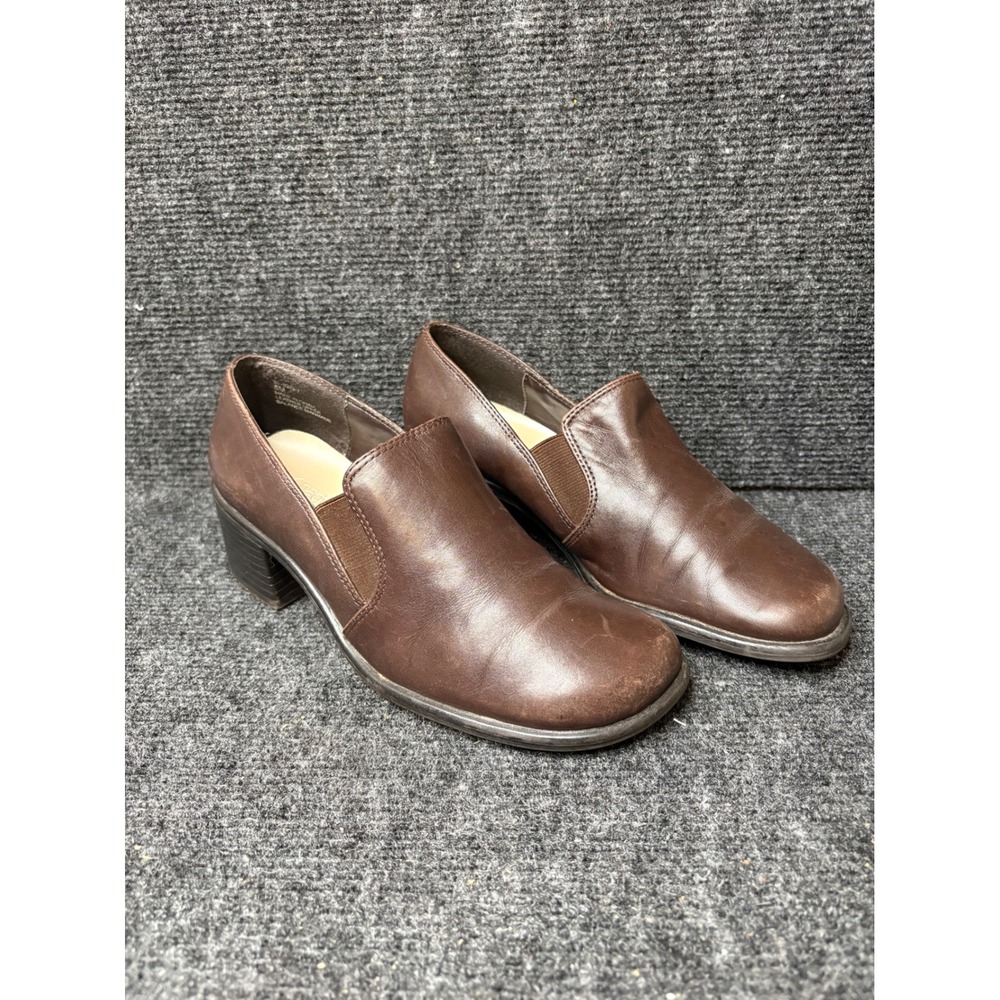 Chadwicks Brown Leather Square Toe Block Heel Loafers 6M 36-0249-7